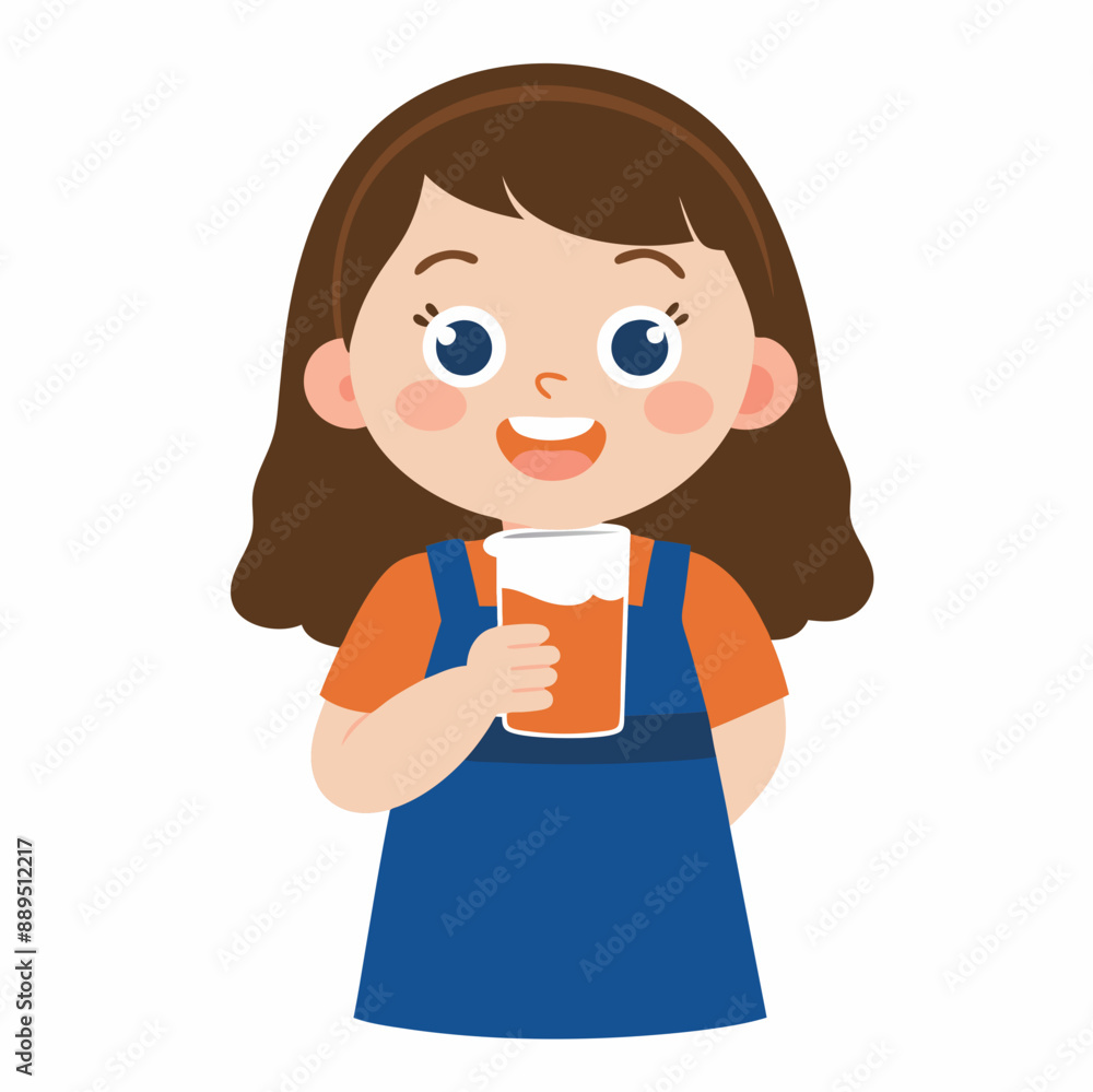happy cute little kid girl drink milk happy cute little kid girl drink milk