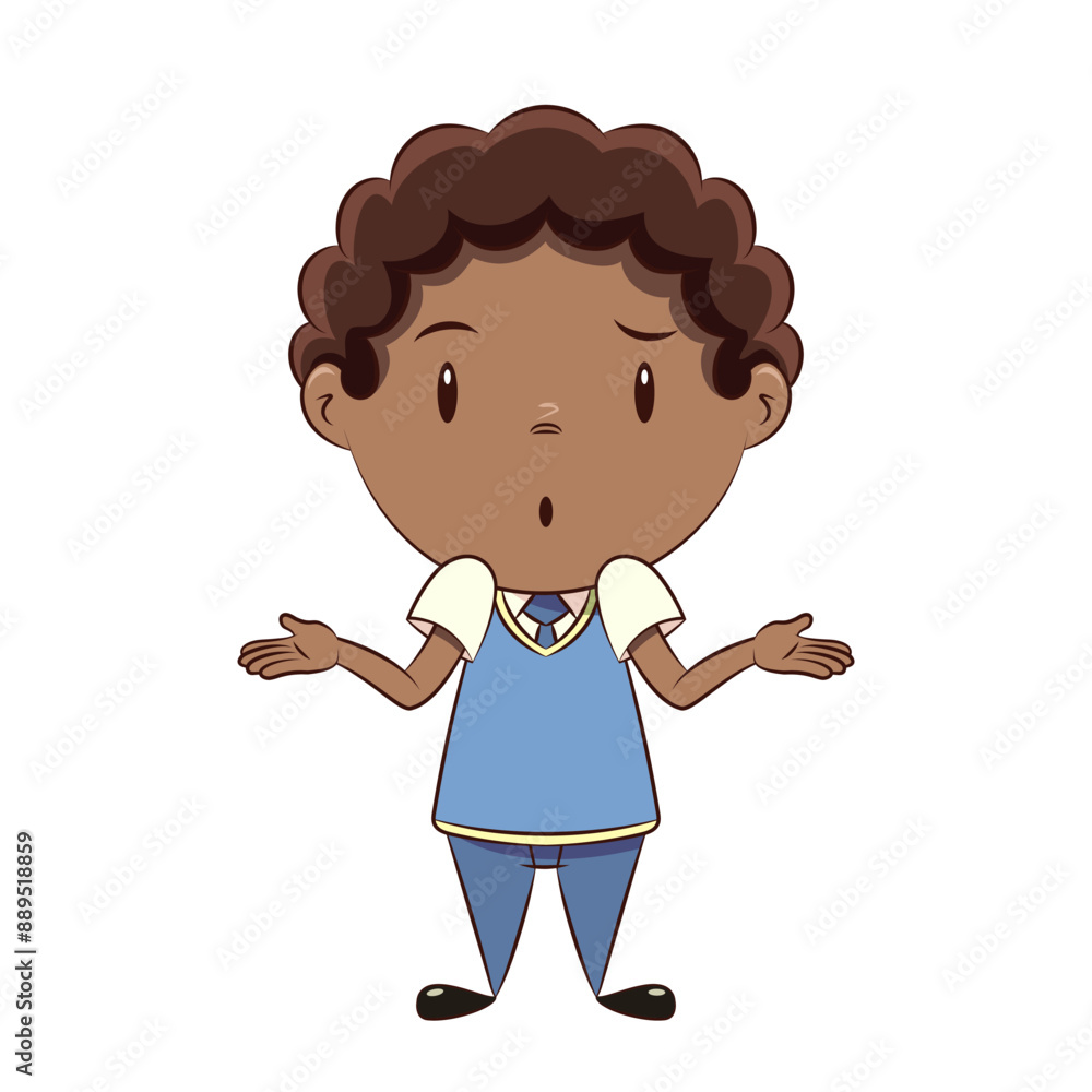 Fototapeta premium Confused schoolboy shrugging shoulders