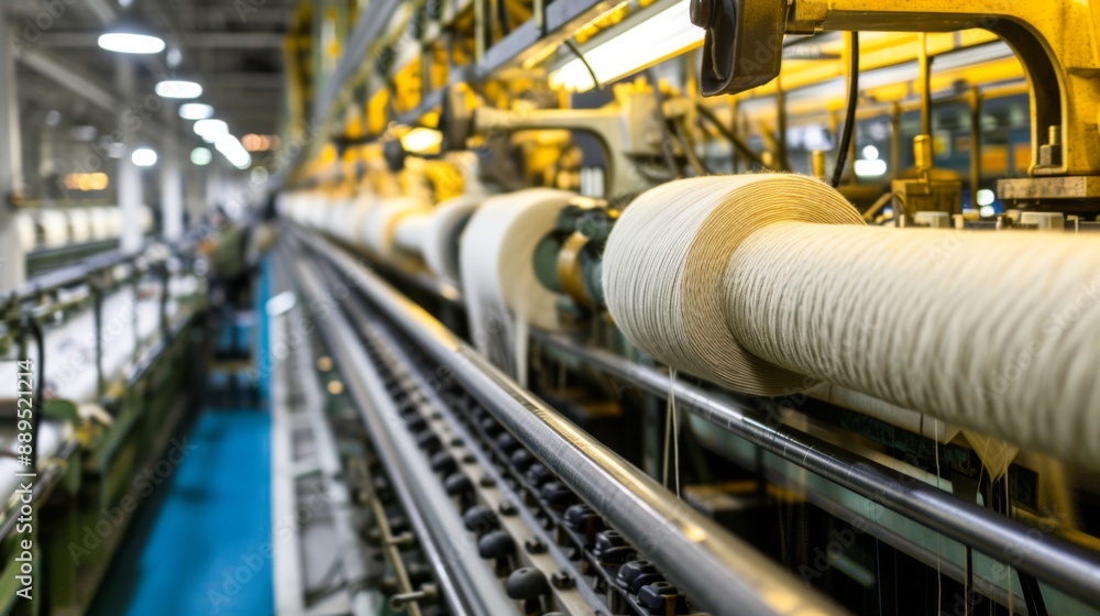 Spinning production line in a factory Spinning production line in a factory