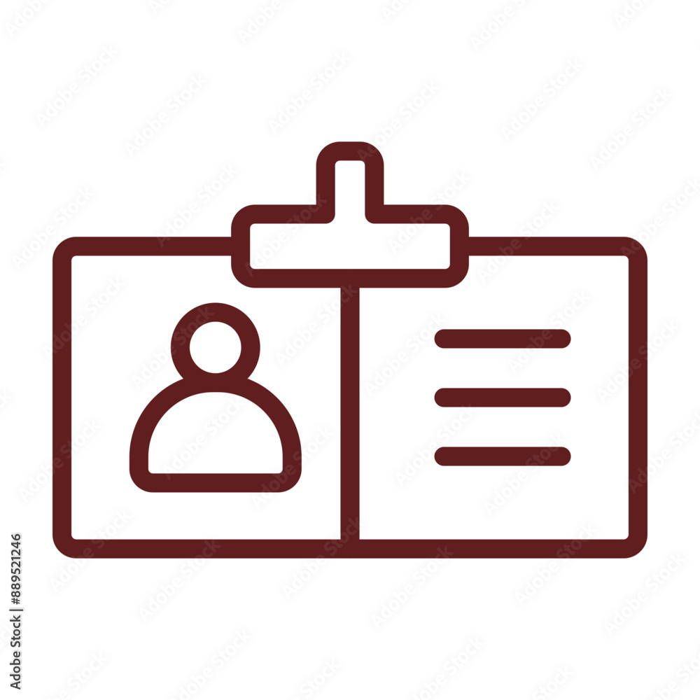 Identity Card Vector Line Maroon Icon Design Identity Card Vector Line Maroon Icon Design