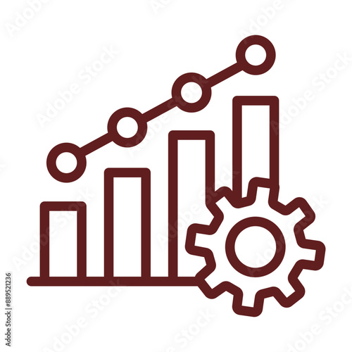 Business Growth Vector Line Maroon Icon Design