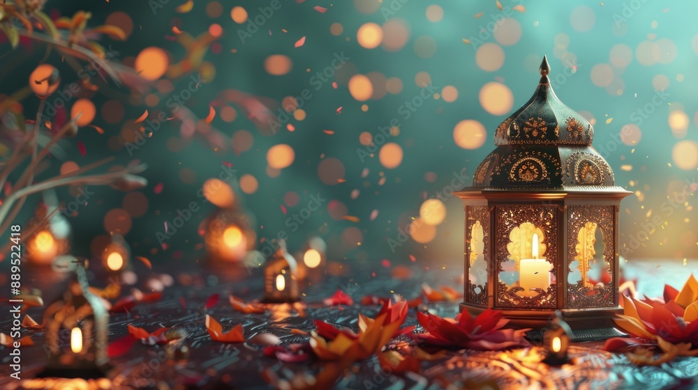 concept of happiness Ramadhan, Eid al-Fitr, Eid al-Fitr greeting card. AI generated images concept of happiness Ramadhan, Eid al-Fitr, Eid al-Fitr greeting card. AI generated images