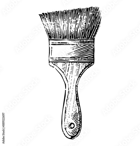 paint brush engraving black and white outline