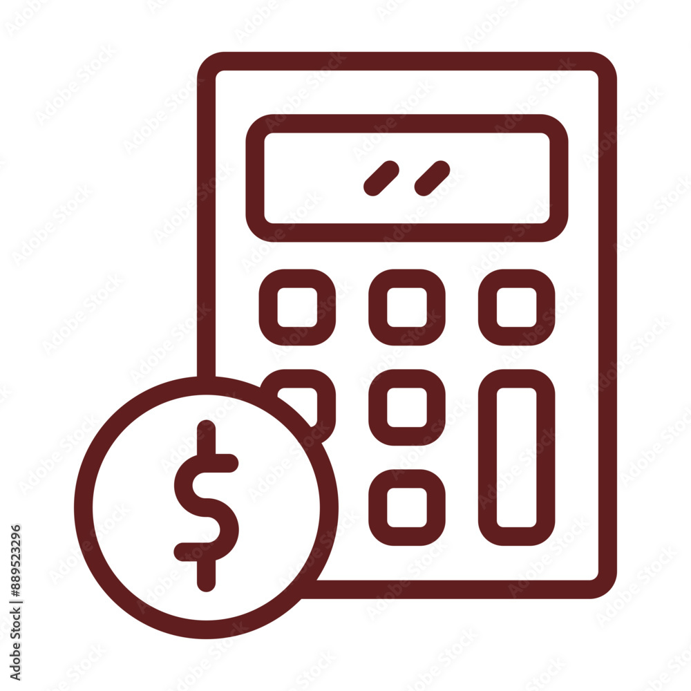 Calculator Vector Line Maroon Icon Design Calculator Vector Line Maroon Icon Design