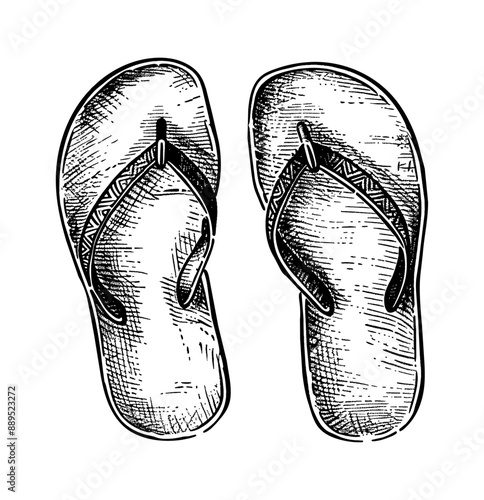 sandal engraving black and white outline