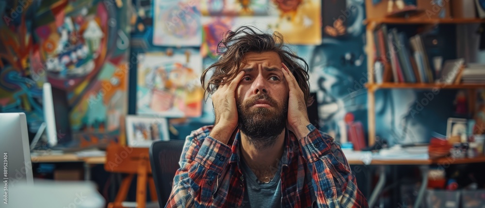 Overcoming Creative Block: Portrait of an Artist Seeking Inspiration and Motivation Overcoming Creative Block: Portrait of an Artist Seeking Inspiration and Motivation