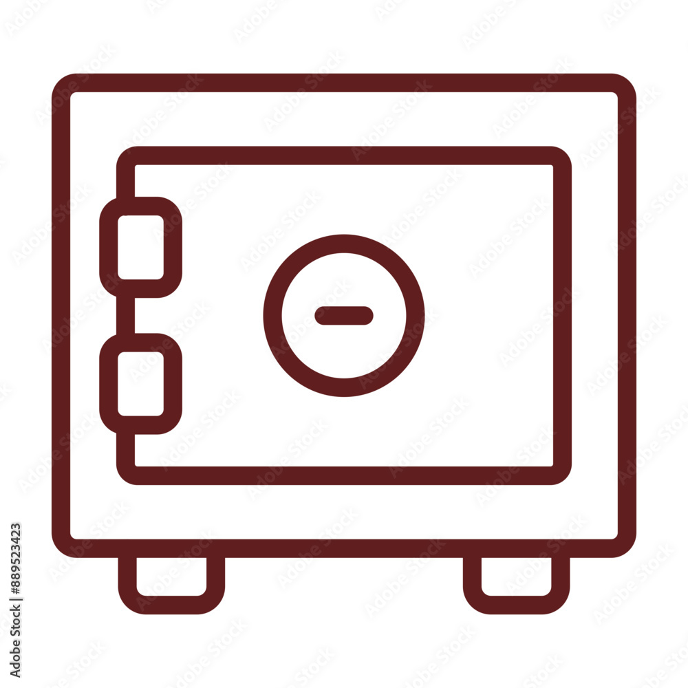 Safe Box Vector Line Maroon Icon Design Safe Box Vector Line Maroon Icon Design