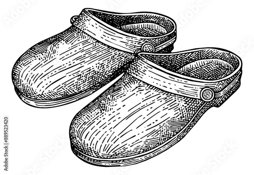 slipper engraving black and white outline