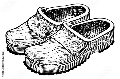 slipper engraving black and white outline