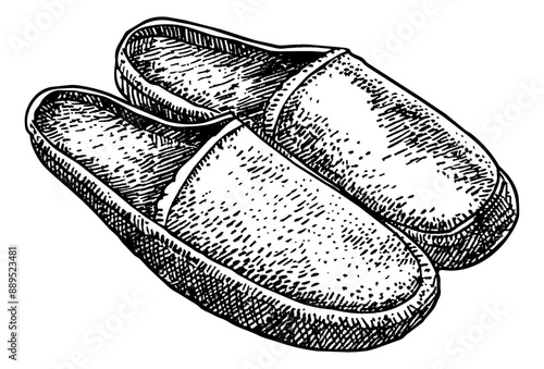 slipper engraving black and white outline