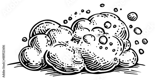 soap foam engraving black and white outline
