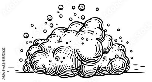 soap foam engraving black and white outline