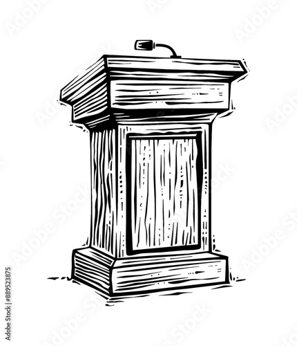 tribune engraving black and white outline