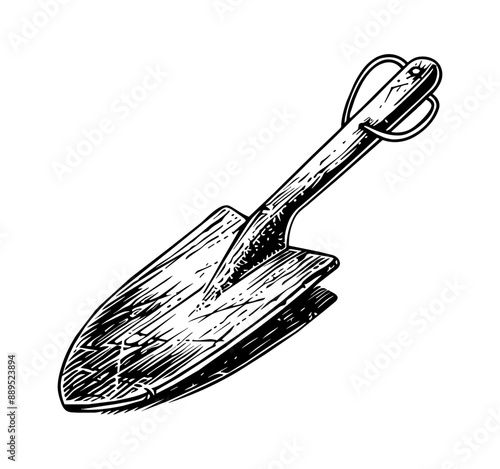 trowel engraving black and white outline