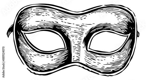 venetian mask engraving black and white outline