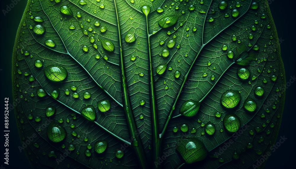 Fototapeta premium green leaf with water drops