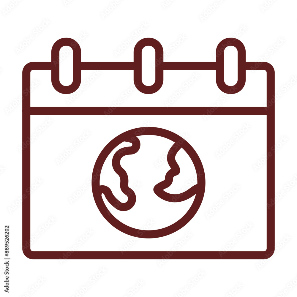 Earth Day Vector Line Maroon Icon Design Earth Day Vector Line Maroon Icon Design