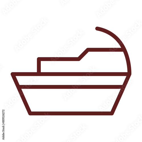 Jetski Vector Line Maroon Icon Design