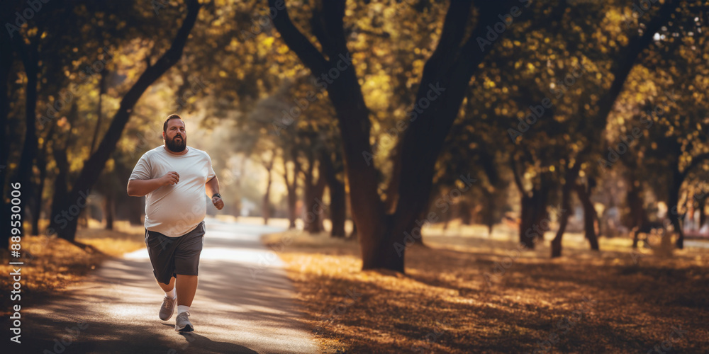 Overweight man going for a run Overweight man going for a run