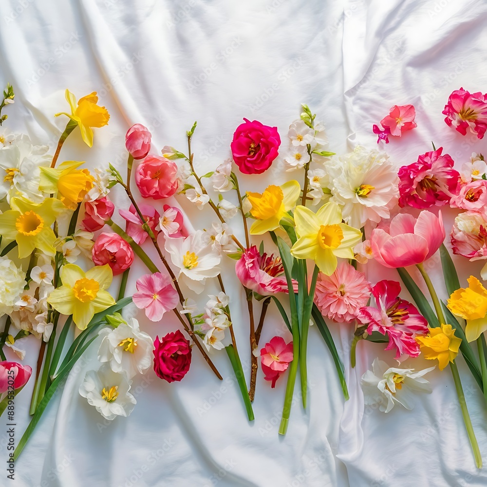 Beautiful spring flowers on white background Beautiful spring flowers on white background