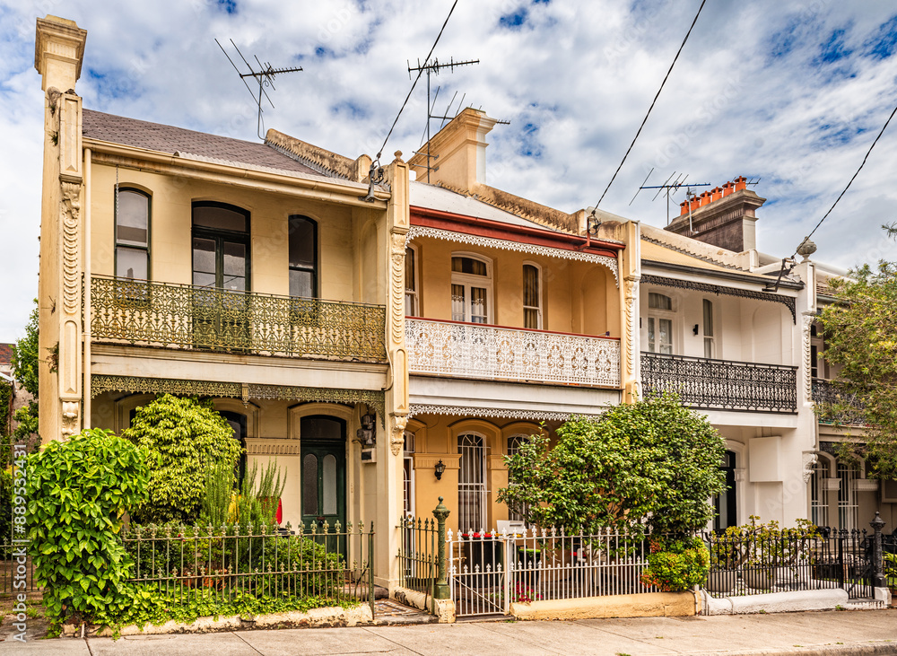 Naklejka premium Historic Victorian terraced houses in Paddington, a district of Sydney, Australia