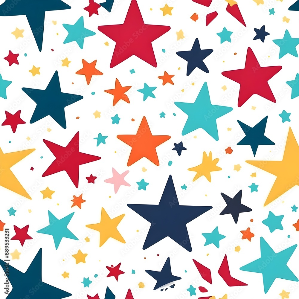 A Galaxy of Color: A vibrant and playful seamless pattern of hand-drawn stars in a spectrum of colors. Perfect for whimsical and joyful designs. A Galaxy of Color: A vibrant and playful seamless pattern of hand-drawn stars in a spectrum of colors. Perfect for whimsical and joyful designs.