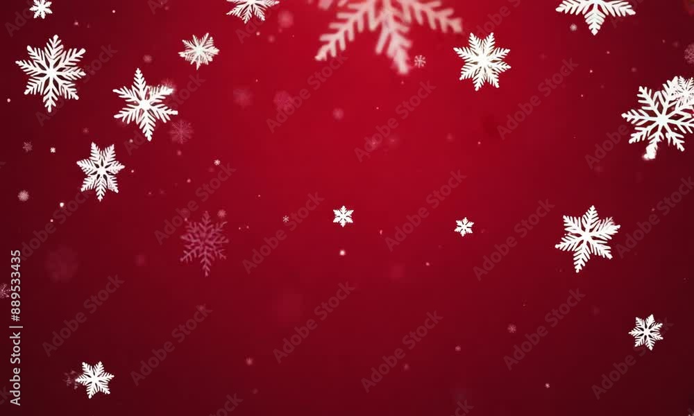 Beautiful red christmas background with bright snowflakes