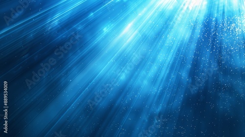 Flowing Light Rays on Blue Background Generative AI