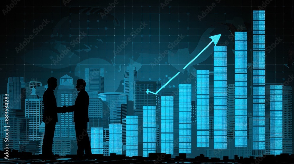 Business partnership with growth chart illustration Business partnership with growth chart illustration