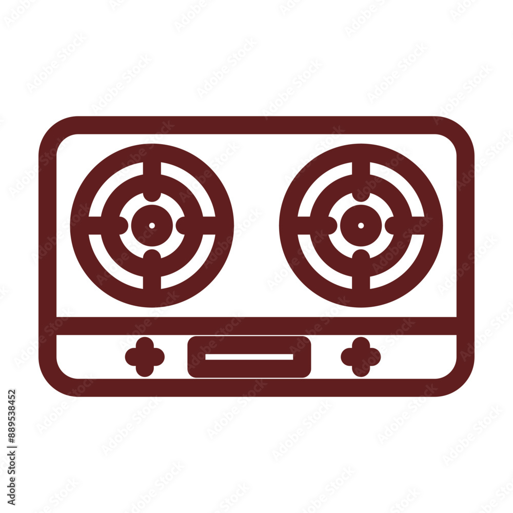 Stove Vector Line Maroon Icon Design