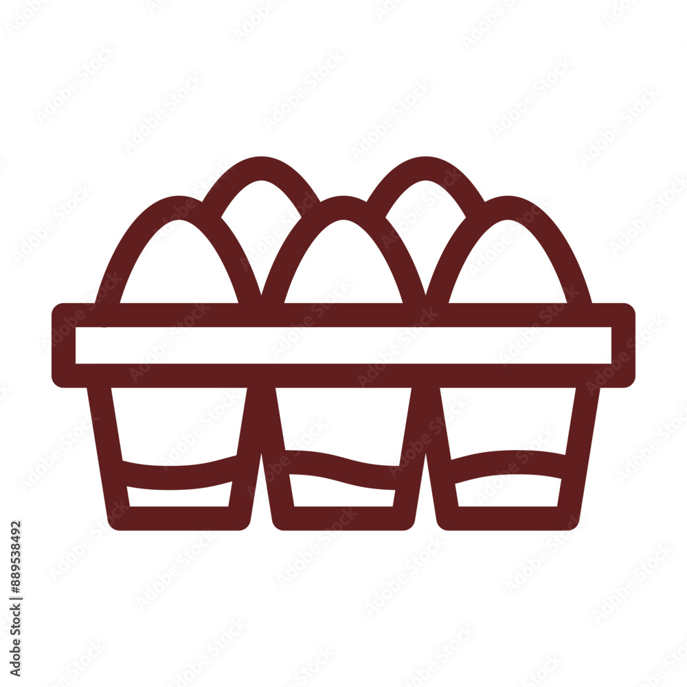 Egg Tray Vector Line Maroon Icon Design Egg Tray Vector Line Maroon Icon Design