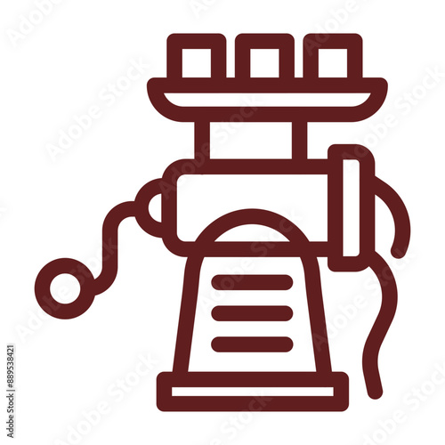 Meat Grinder Vector Line Maroon Icon Design
