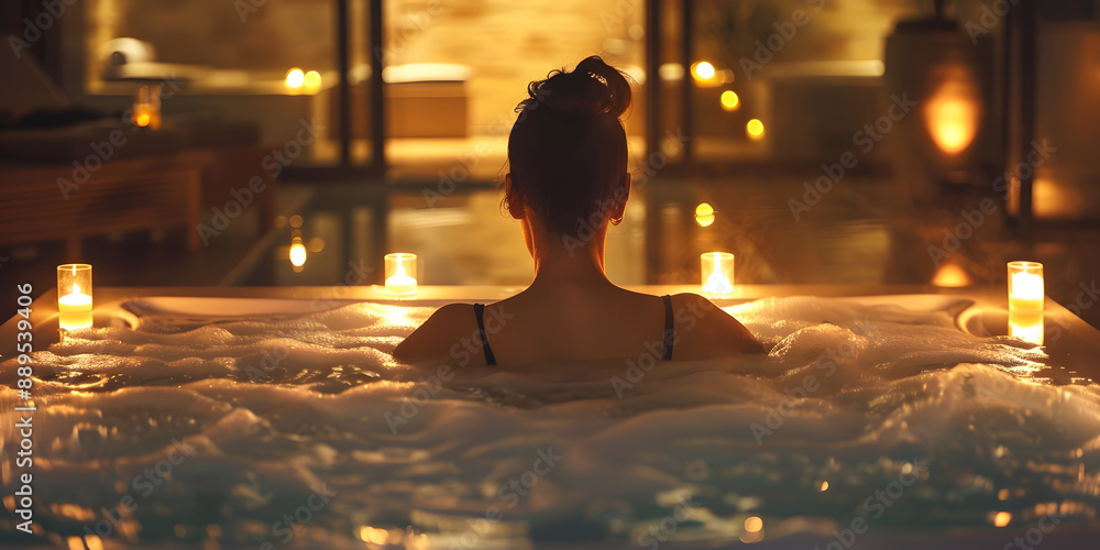 Woman washing in a jacuzzi Woman washing in a jacuzzi