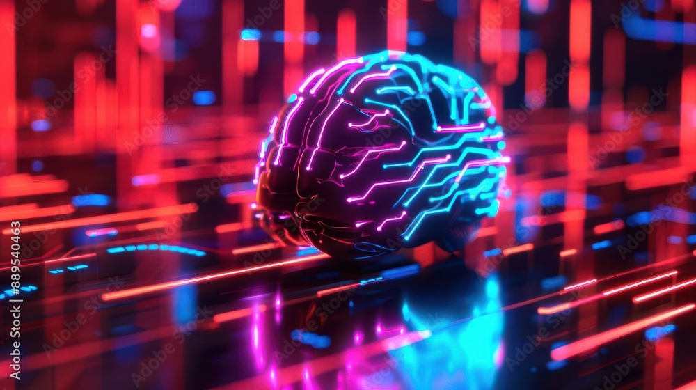 Fototapeta premium AI technology, neural network layers, deep learning study, artificial intelligence