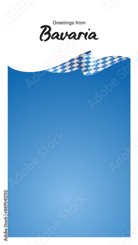Greetings from Bavaria. Editable Instagram template for Stories and Reels. Social media template second page with Bavaria flag ribbon and editable frame.ai