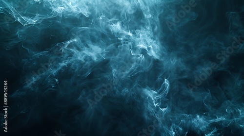 Abstract Swirling Blue Smoke on Dark Background © yulia_std
