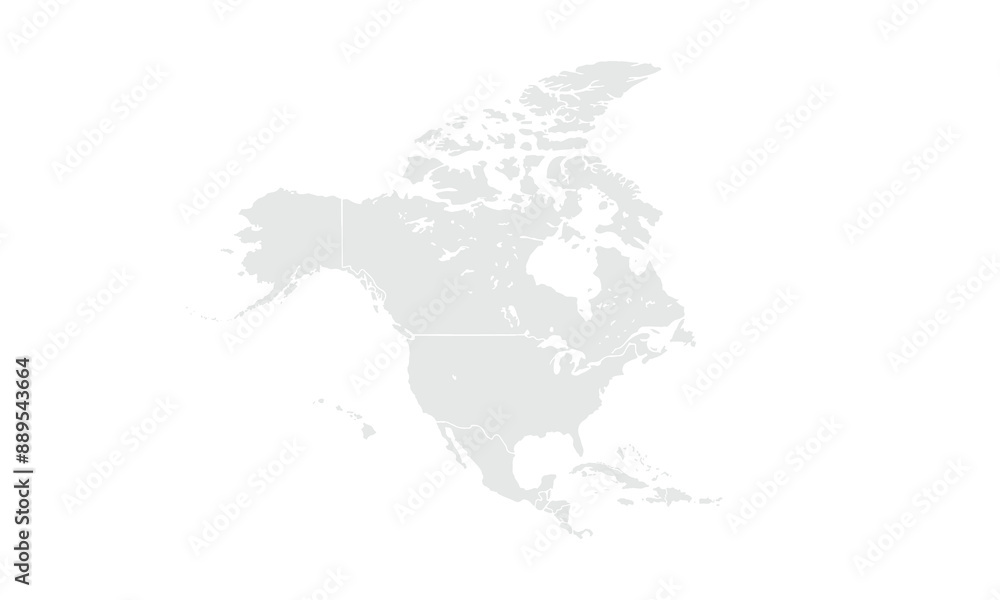 Obraz premium North America map Grayscale,isolated on white background for website layouts,background,education, precise,customizable,Travel worldwide,map silhouette backdrop,earth geography, political,reports.