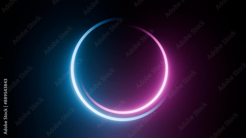 Glowing blue and pink thin circles rotating in opposite directions - 3D Render Glowing blue and pink thin circles rotating in opposite directions - 3D Render