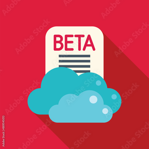 Beta version software development using cloud computing technology icon in flat style