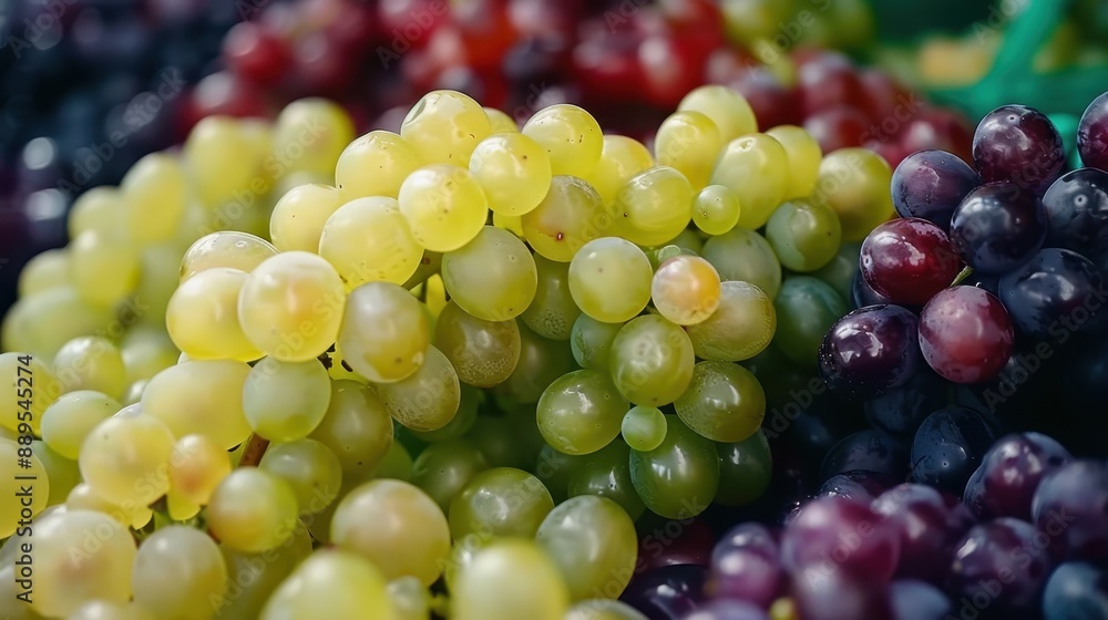 Bunches of vibrant grapes in different colors and varieties. Bunches of vibrant grapes in different colors and varieties.