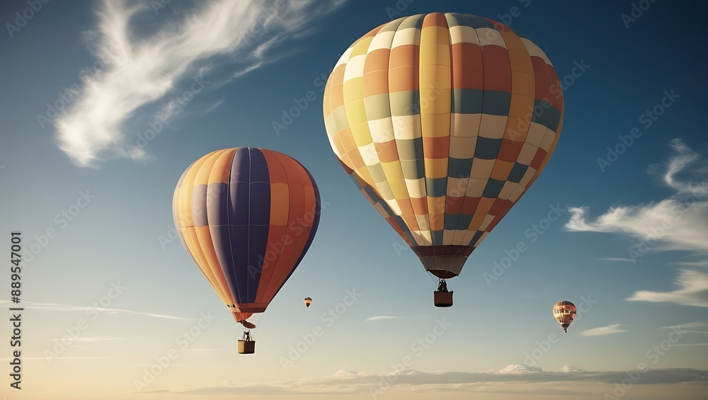 Hot air balloons flying on sky together. Hot air balloons flying on sky together.
