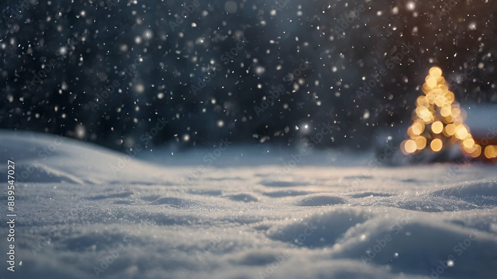 Christmas winter background with snow and blurred Merry Christmas, copy-space. Christmas winter background with snow and blurred Merry Christmas, copy-space.