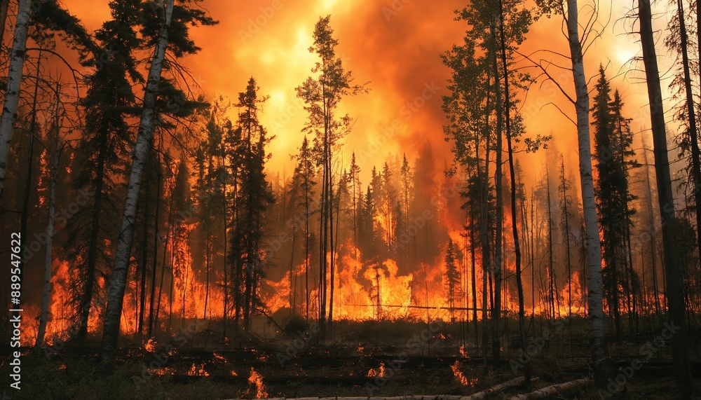 Forest Ablaze with Intense Flames Forest Ablaze with Intense Flames