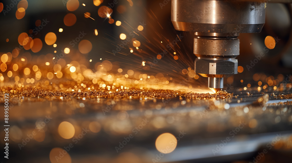 Industrial milling machine creating sparks as it cuts through metal, showcasing precision, craftsmanship, and the intensity of manufacturing. Industrial milling machine creating sparks as it cuts through metal, showcasing precision, craftsmanship, and the intensity of manufacturing.