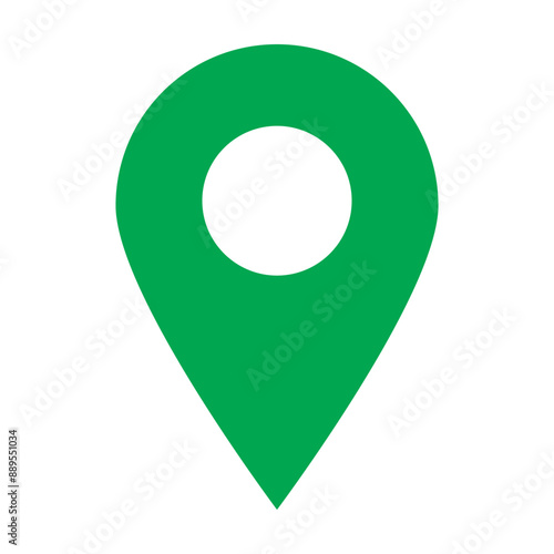 Green location pointer pin icon on white background.