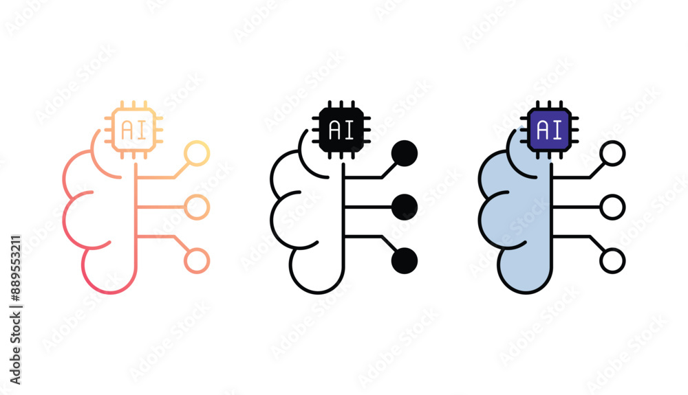 Virtual Intelligence icon design with white background stock illustration Virtual Intelligence icon design with white background stock illustration