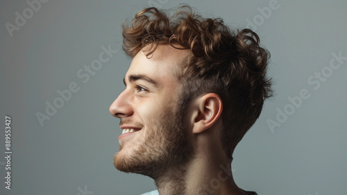 portrait of a young handsome male. - side view.