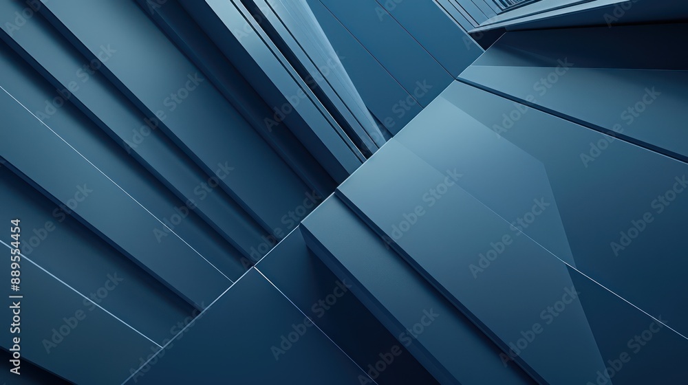 Obraz premium Geometric shapes and lines in shades of blue, creating a modern and minimalist abstract design