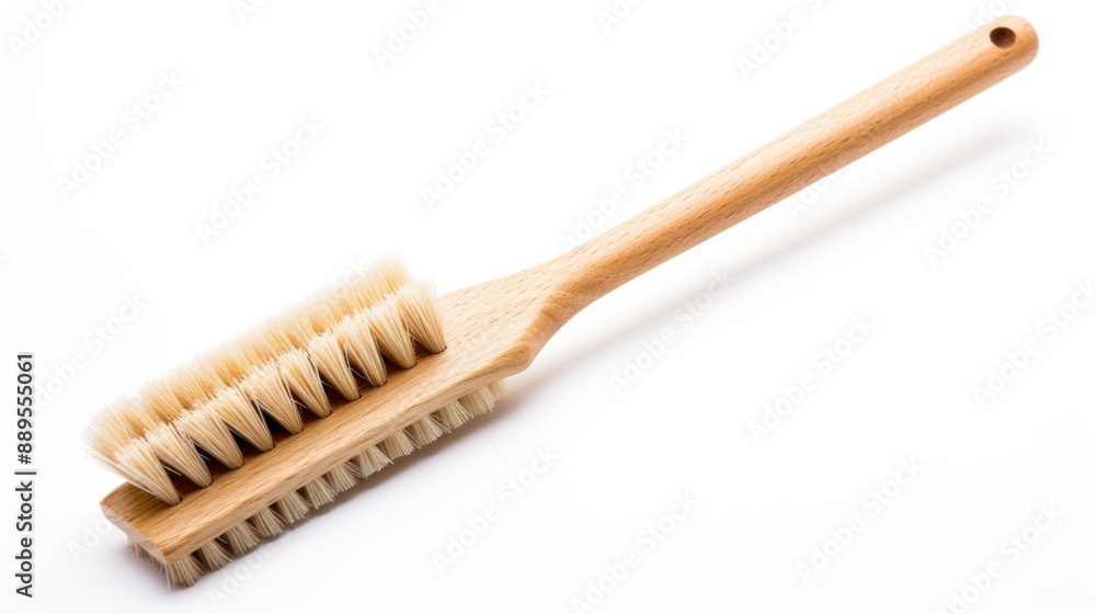 Detailed Cleaning Brush with Long Handle on White Background Detailed Cleaning Brush with Long Handle on White Background