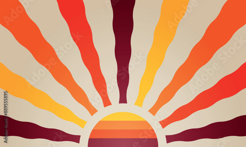 Retro groovy sun background. Vector illustration EPS10